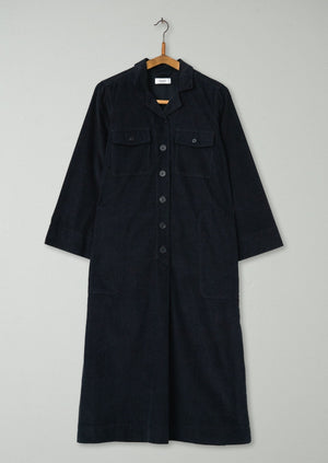 Reworn Needlecord Shirt Dress Size 6 (1065) | Brown Slate