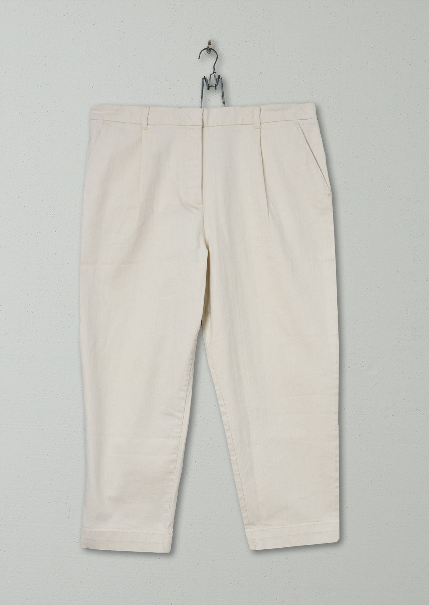 Reworn Denim Wide Leg Trousers Size 18 (721) | Ecru