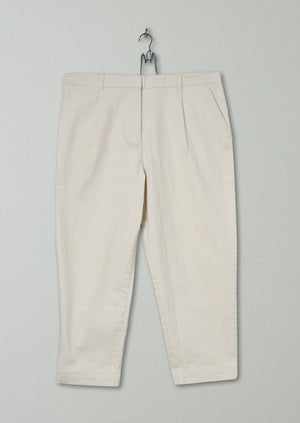 Reworn Denim Wide Leg Trousers Size 18 (721) | Ecru