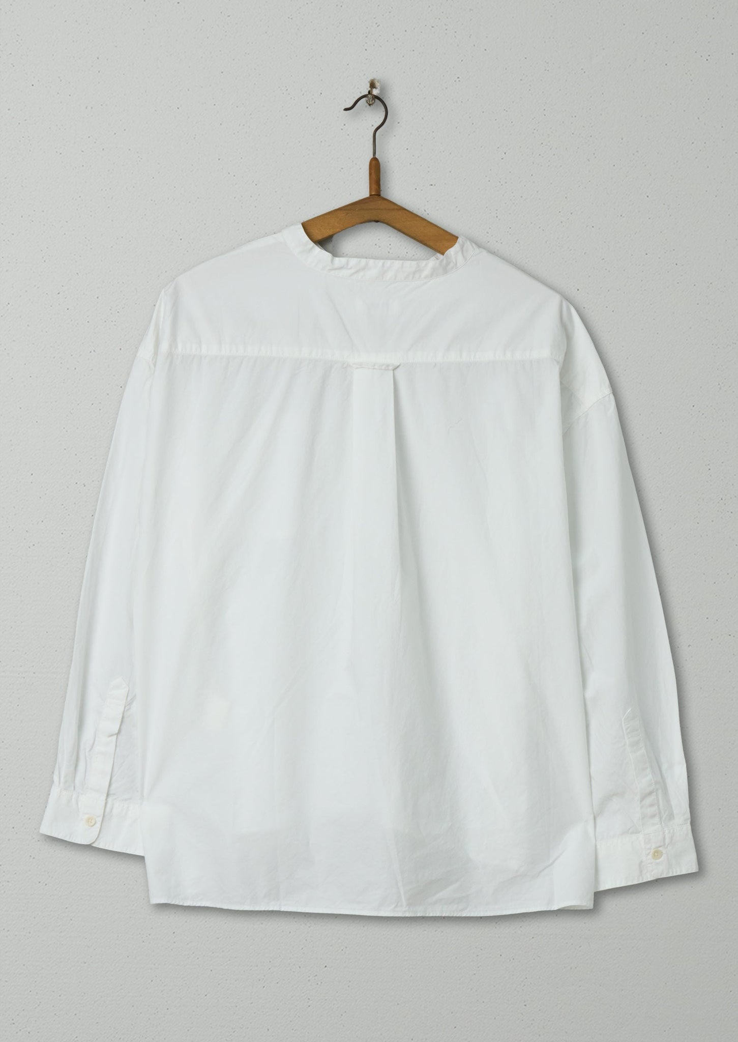 Reworn Poplin Collarless Shirt Size S (520) | White
