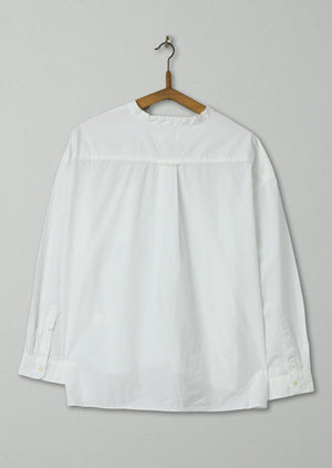 Reworn Poplin Collarless Shirt Size S (520) | White