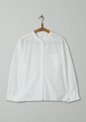 Reworn Poplin Collarless Shirt Size S (520) | White