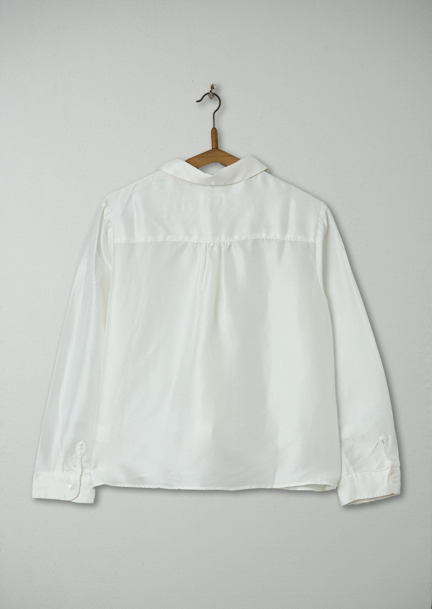 Reworn Silk Dupion Ruffle Shirt Size 8 (520) | Egg Shell