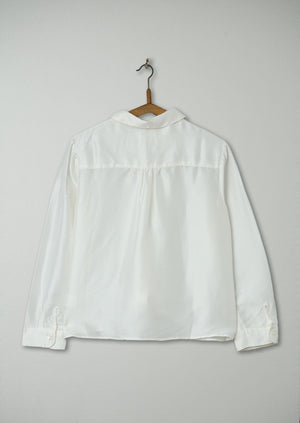 Reworn Silk Dupion Ruffle Shirt Size 8 (520) | Egg Shell