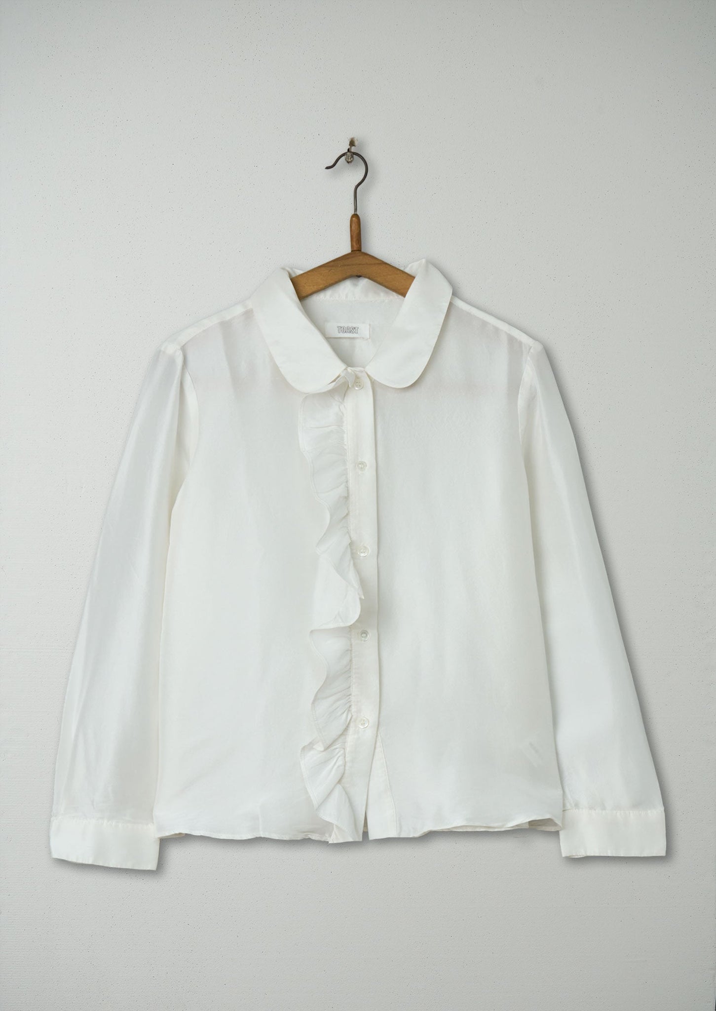 Reworn Silk Dupion Ruffle Shirt Size 8 (520) | Egg Shell