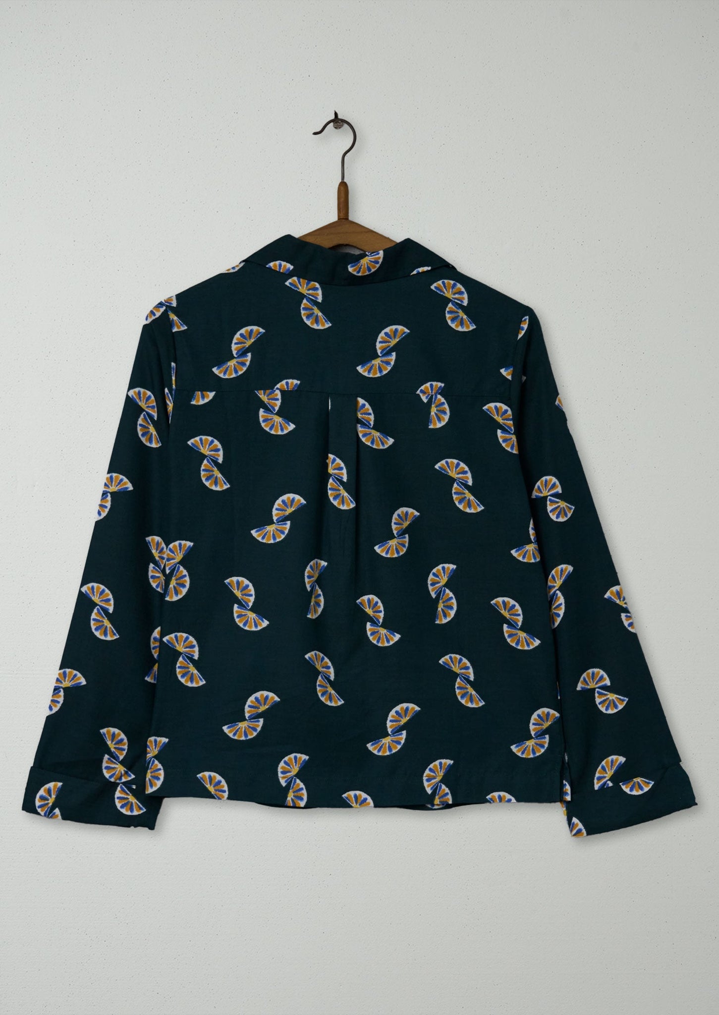 Reworn Fan Print Silk Cotton Shirt Size 6 (578) | Multi