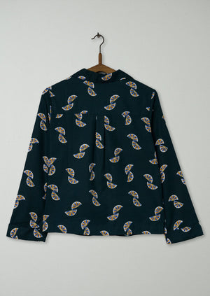 Reworn Fan Print Silk Cotton Shirt Size 6 (578) | Multi