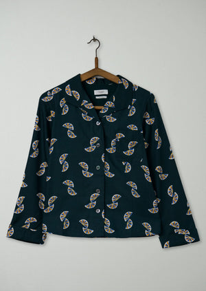 Reworn Fan Print Silk Cotton Shirt Size 6 (578) | Multi
