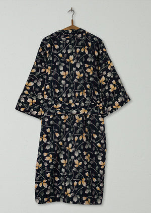 Reworn Toma Print Gown Size M (034) | Deep Blue
