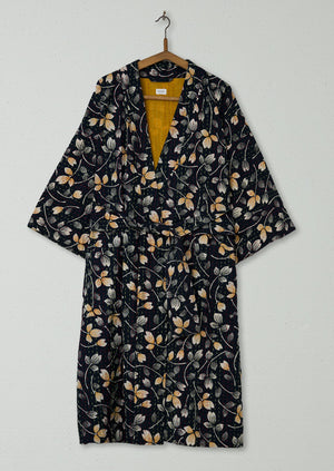 Reworn Toma Print Gown Size M (034) | Deep Blue