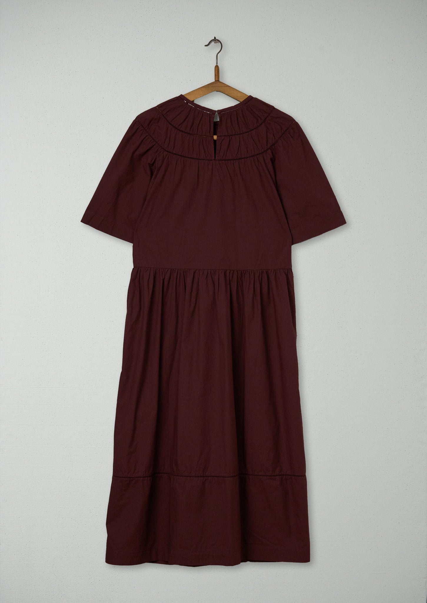 Reworn Circle Neck Poplin Dress Size 12 (1115) | Brown Ochre