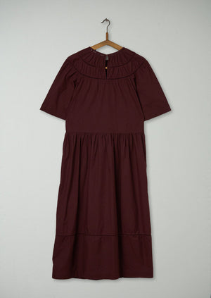 Reworn Circle Neck Poplin Dress Size 12 (1115) | Brown Ochre