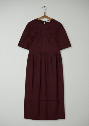 Reworn Circle Neck Poplin Dress Size 12 (1115) | Brown Ochre