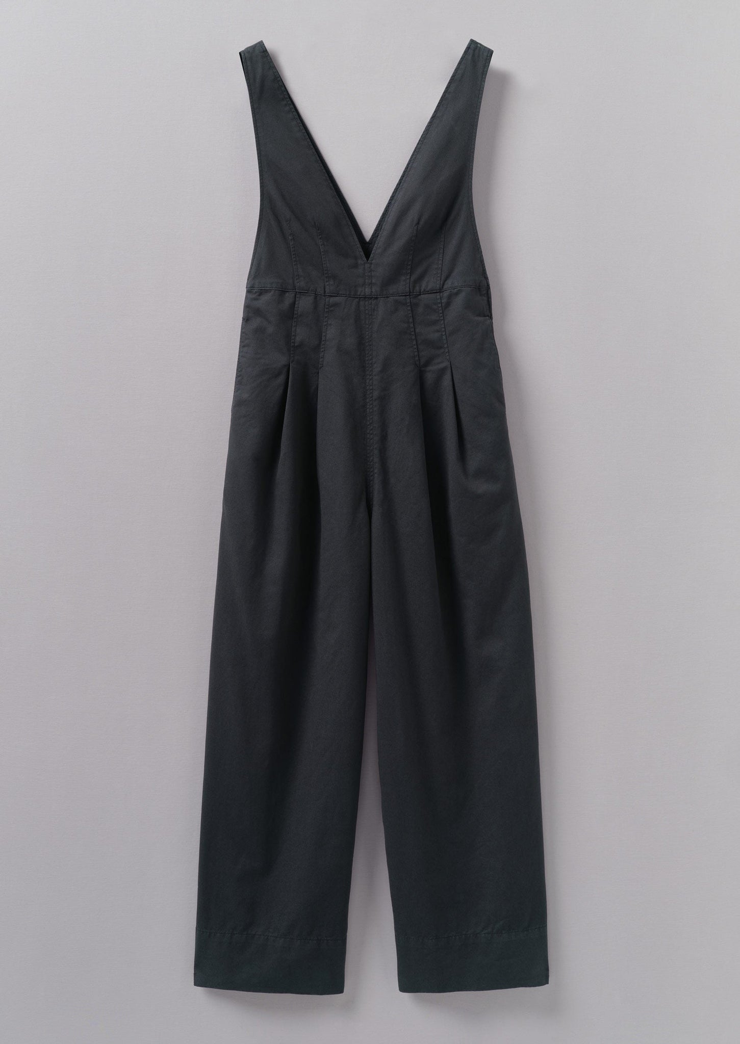 V-Neck Cotton Linen Twill Jumpsuit | Slate Navy