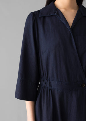 Indigo Twill Culotte Jumpsuit | Indigo