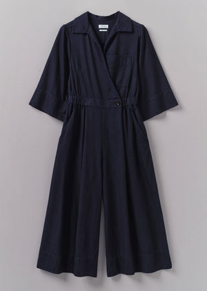 Indigo Twill Culotte Jumpsuit | Indigo