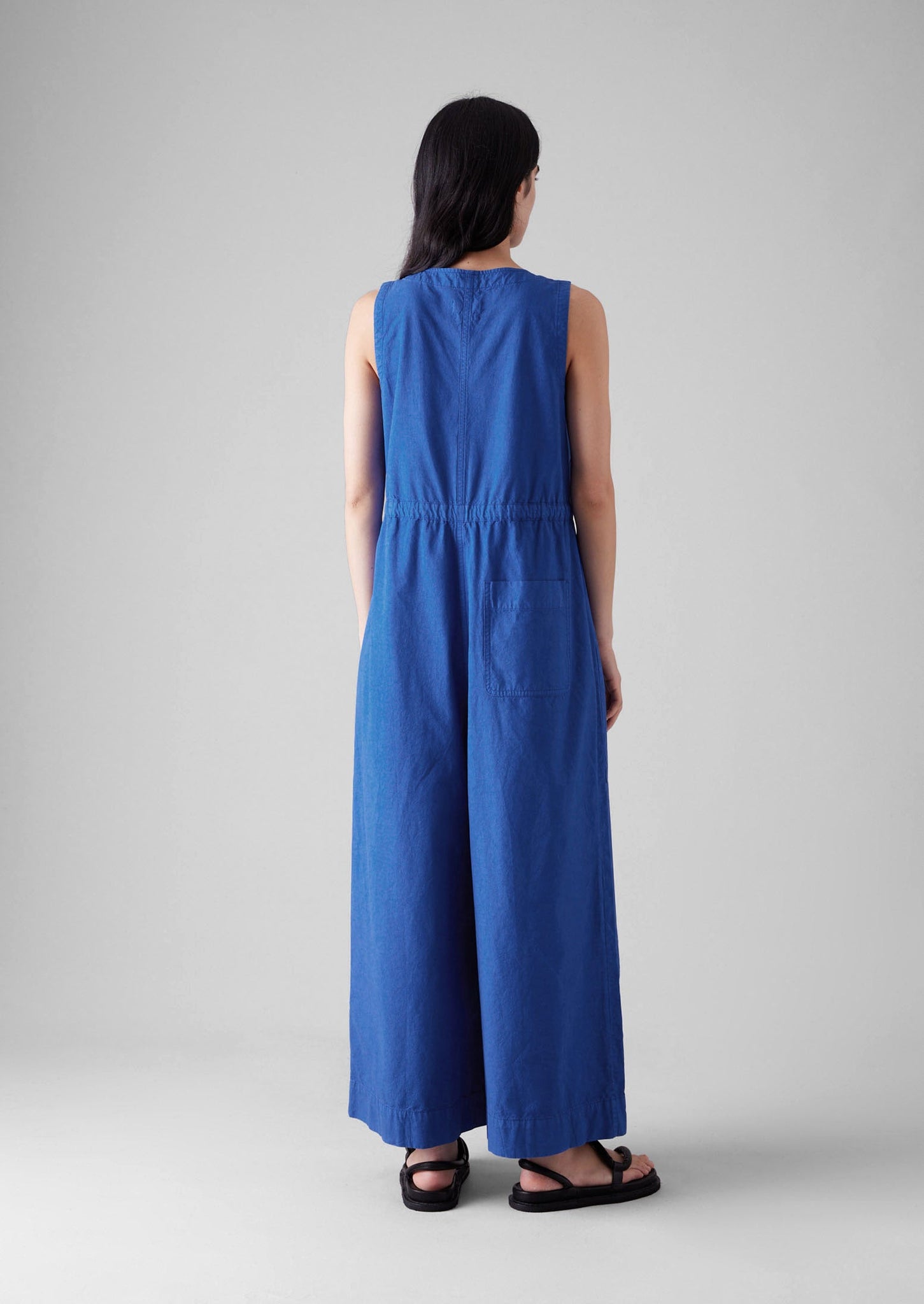 Cotton Linen Wide Leg Jumpsuit | Smalt