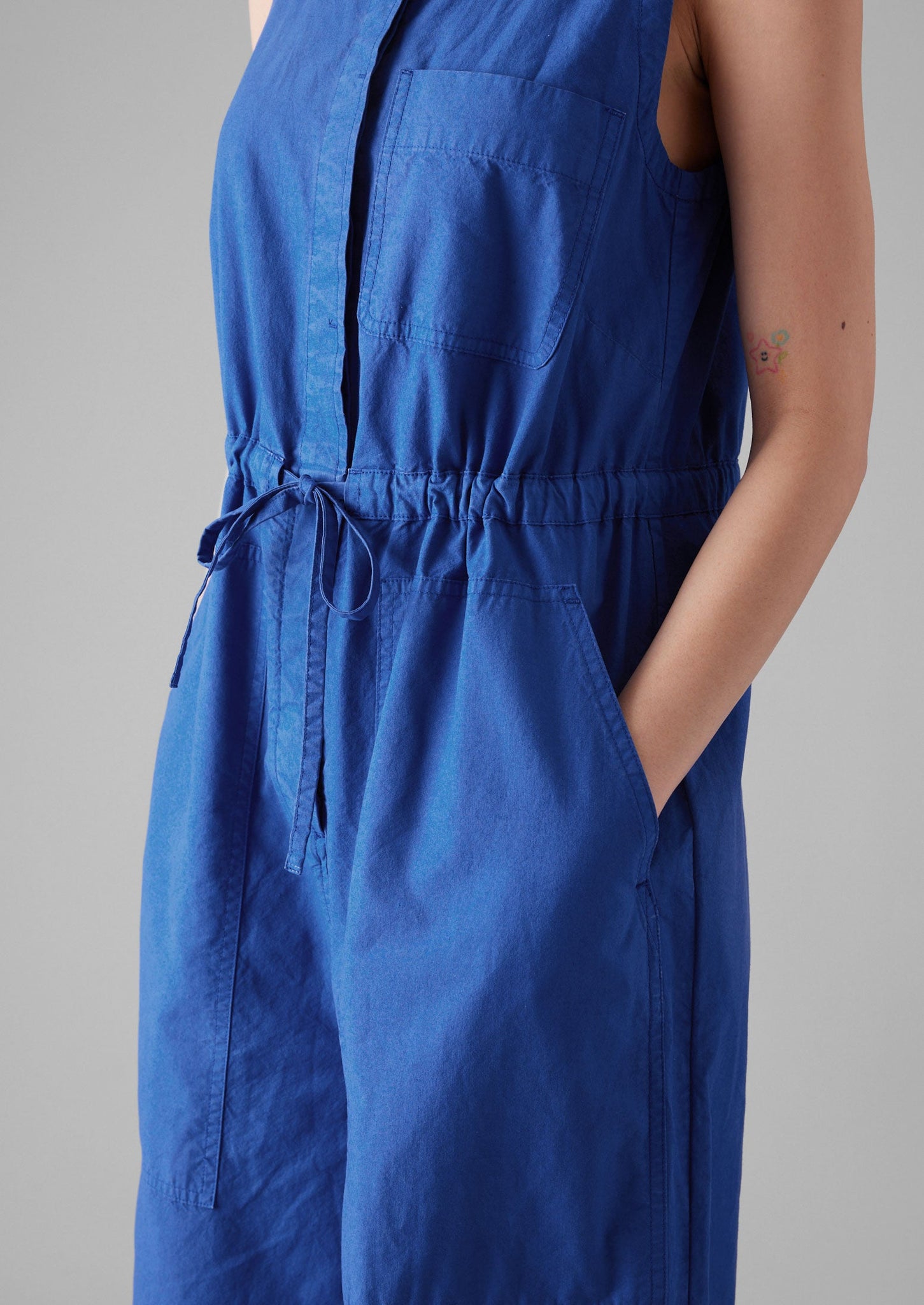 Cotton Linen Wide Leg Jumpsuit | Smalt