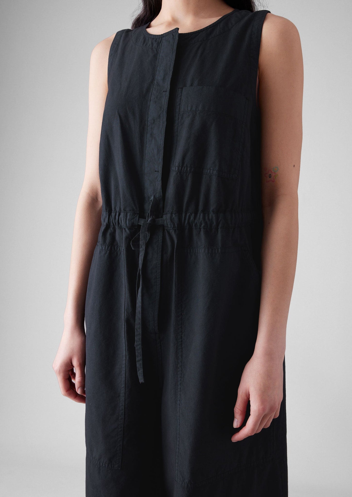 Cotton Linen Wide Leg Jumpsuit | Soft Black