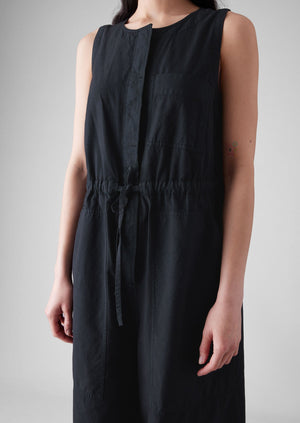 Cotton Linen Wide Leg Jumpsuit | Soft Black