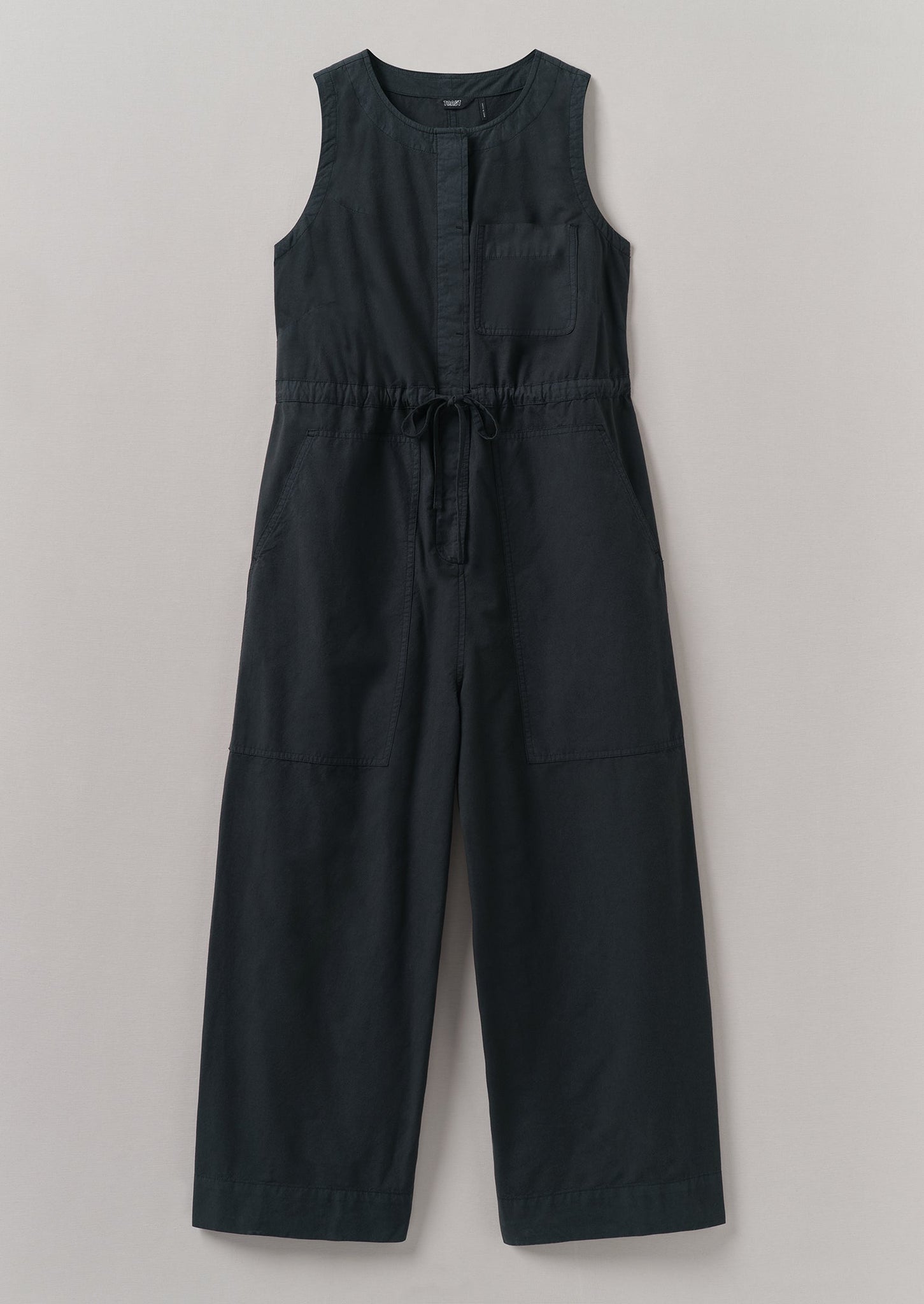 Cotton Linen Wide Leg Jumpsuit | Soft Black