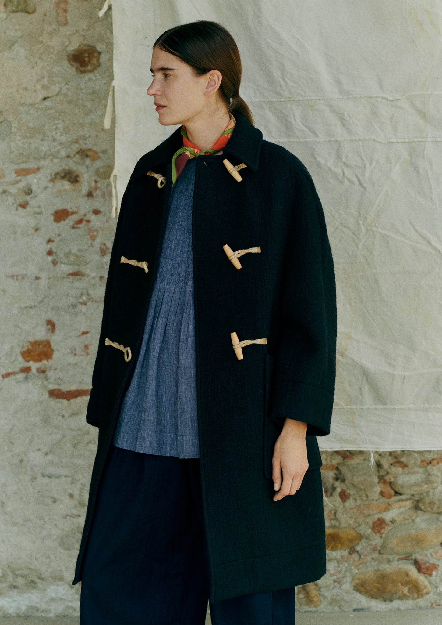 Textured Duffle Coat | Indigo