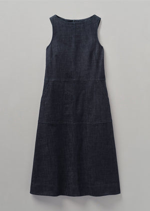 Panelled Organic Indigo Denim Dress | Indigo