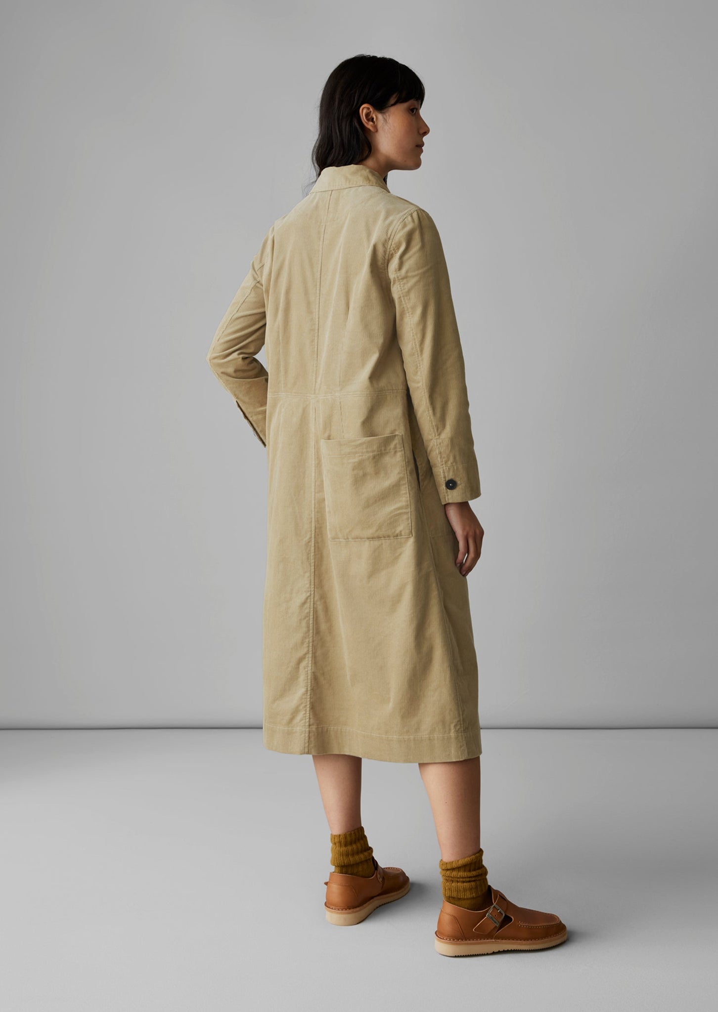 Open Collar Needlecord Shirt Dress | Bulrush