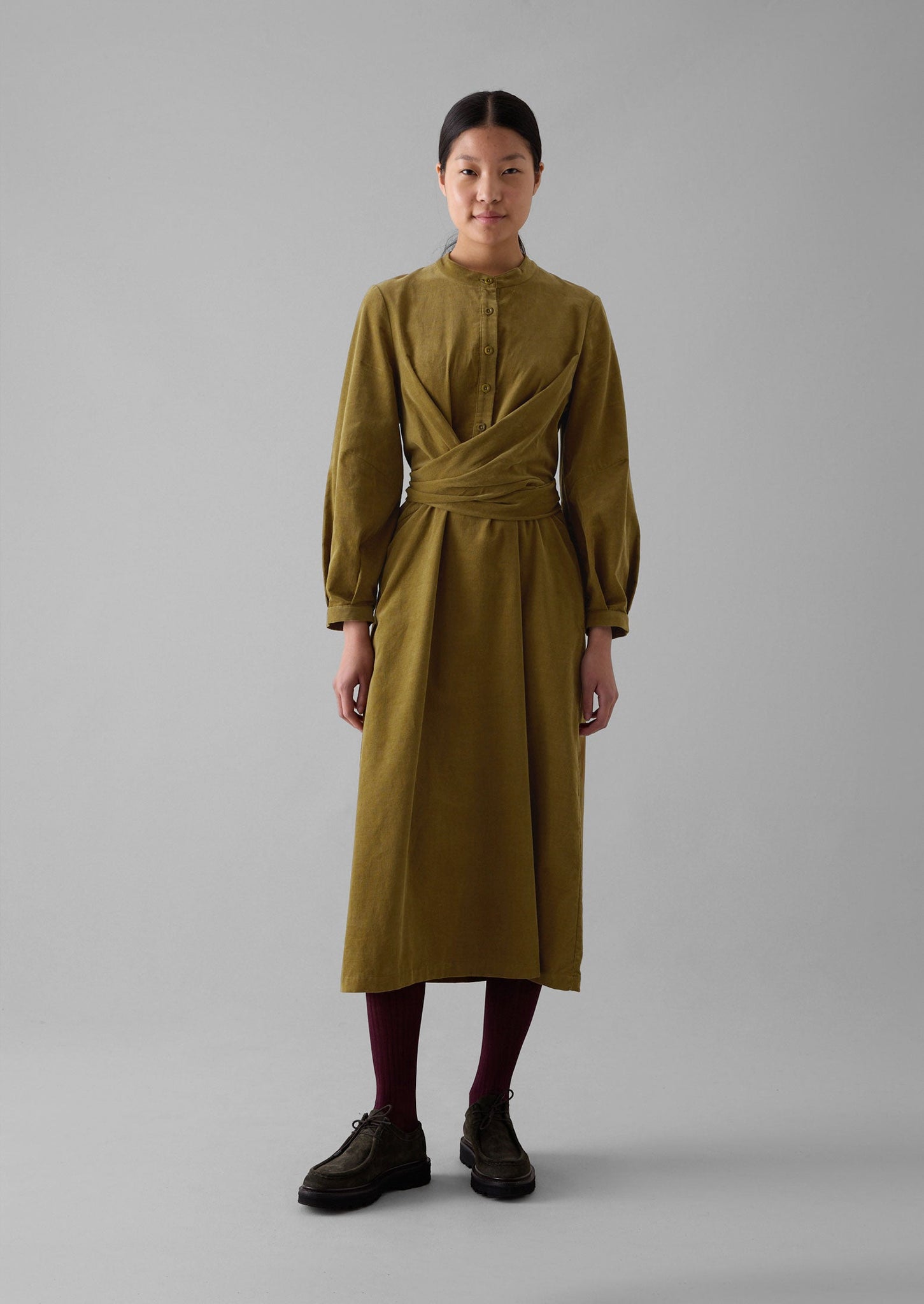 Organic Needlecord Wrap Dress | Golden Sand