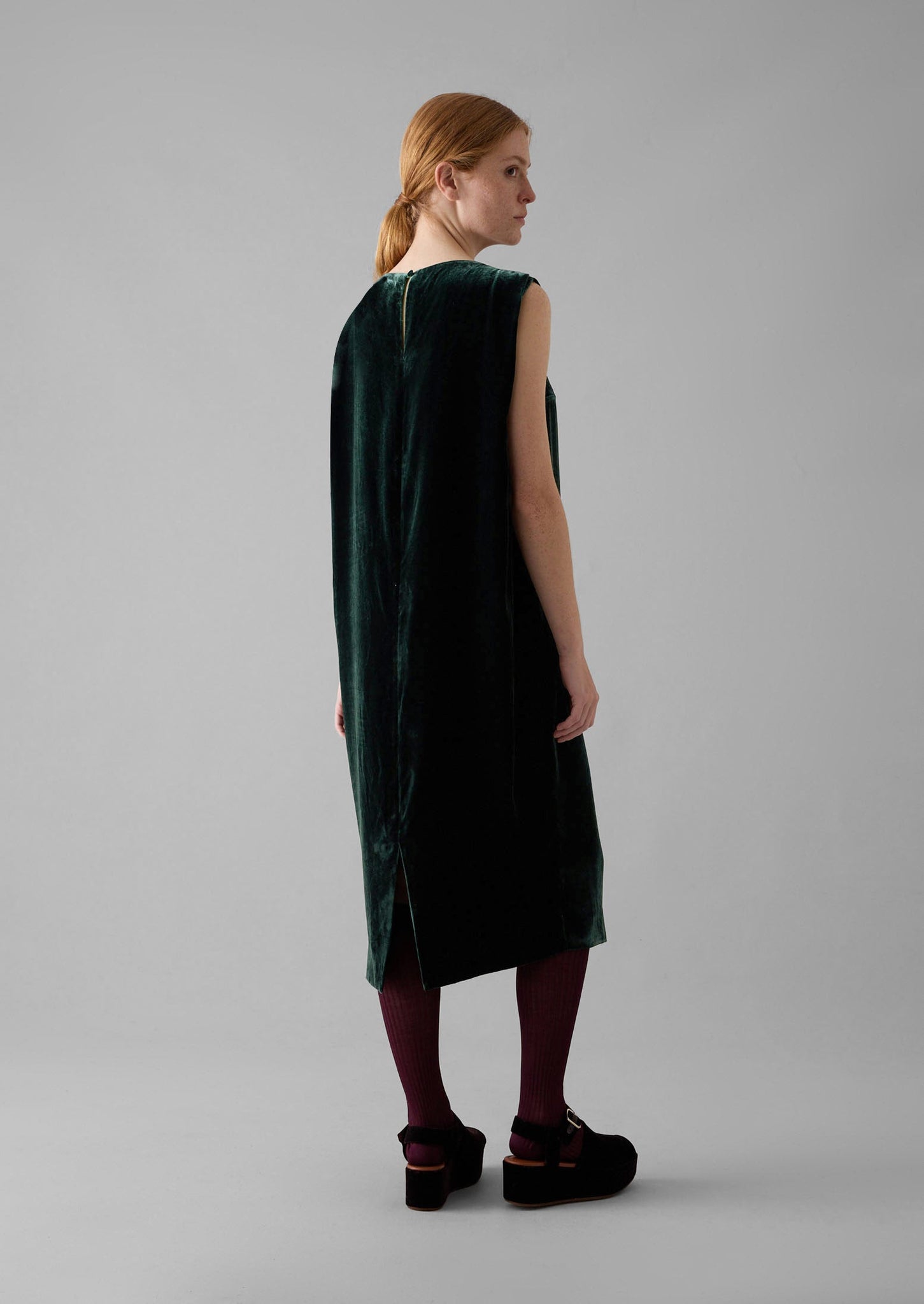 Fluid Silk Velvet Dress | Onyx