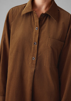 Organic Needlecord Shirt Dress | Brown Anise