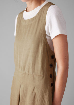 Cotton Linen Twill Pinafore Dress | Ash Brown