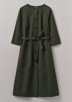 Buttoned Organic Cotton Dress | Duffle Green