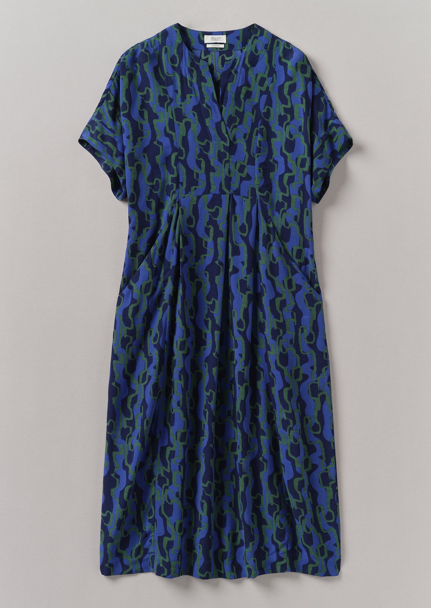 Bryn Ribbon Print Dress | Multi Blue/Copper Green