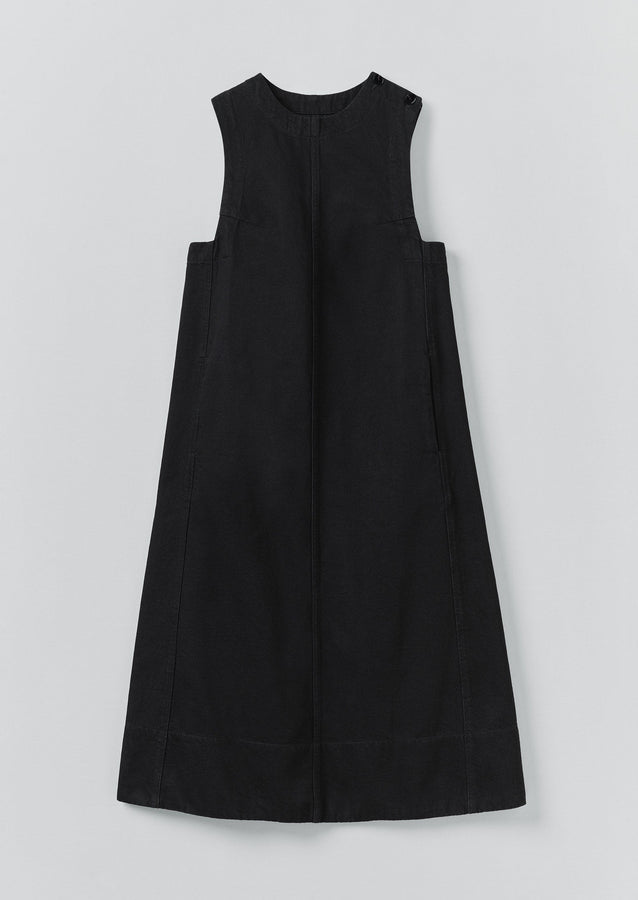 Washed Black Denim Workwear Dress | Carbon Black