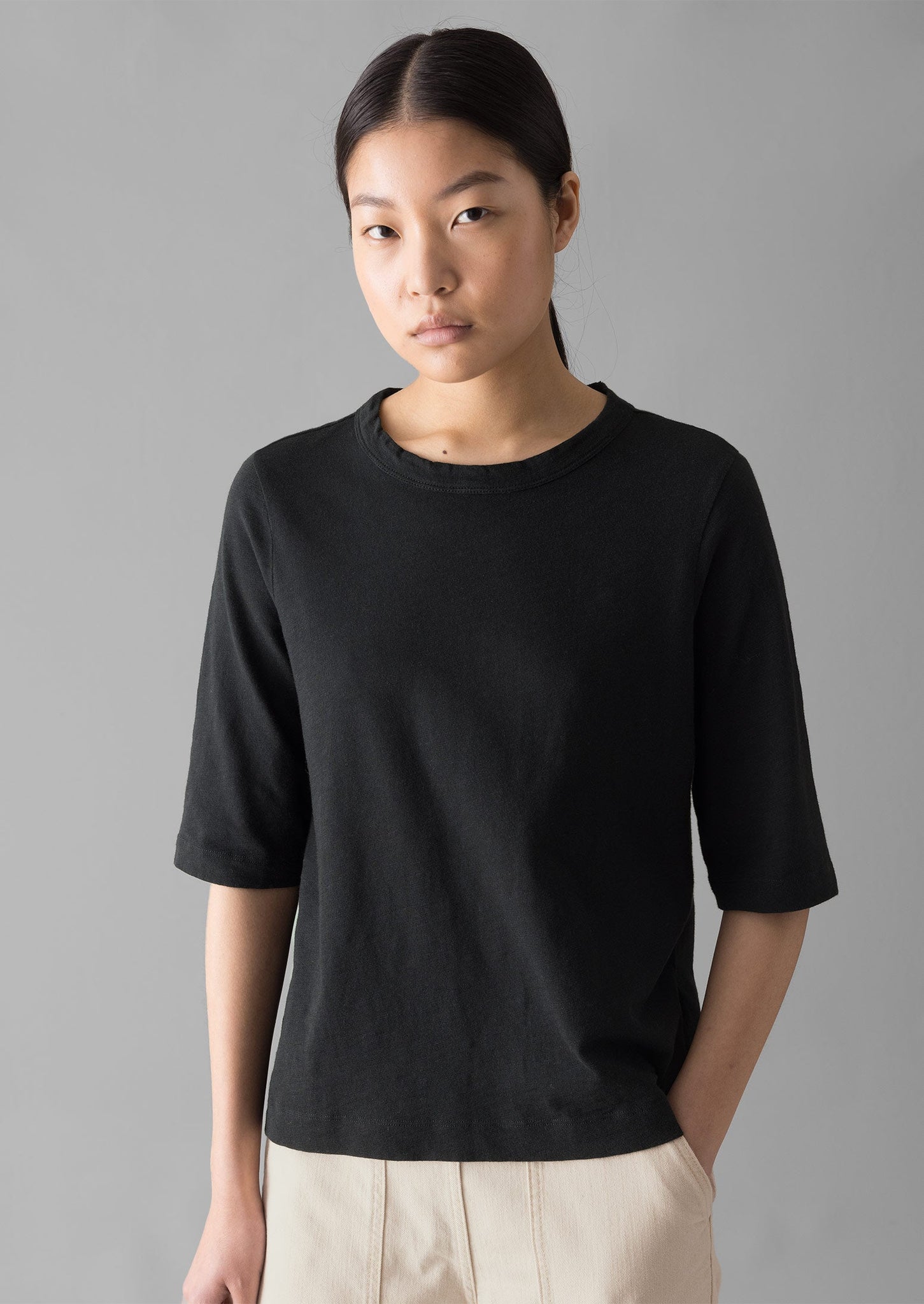 Cleo Garment Dyed Organic Cotton Tee | Carbon Black