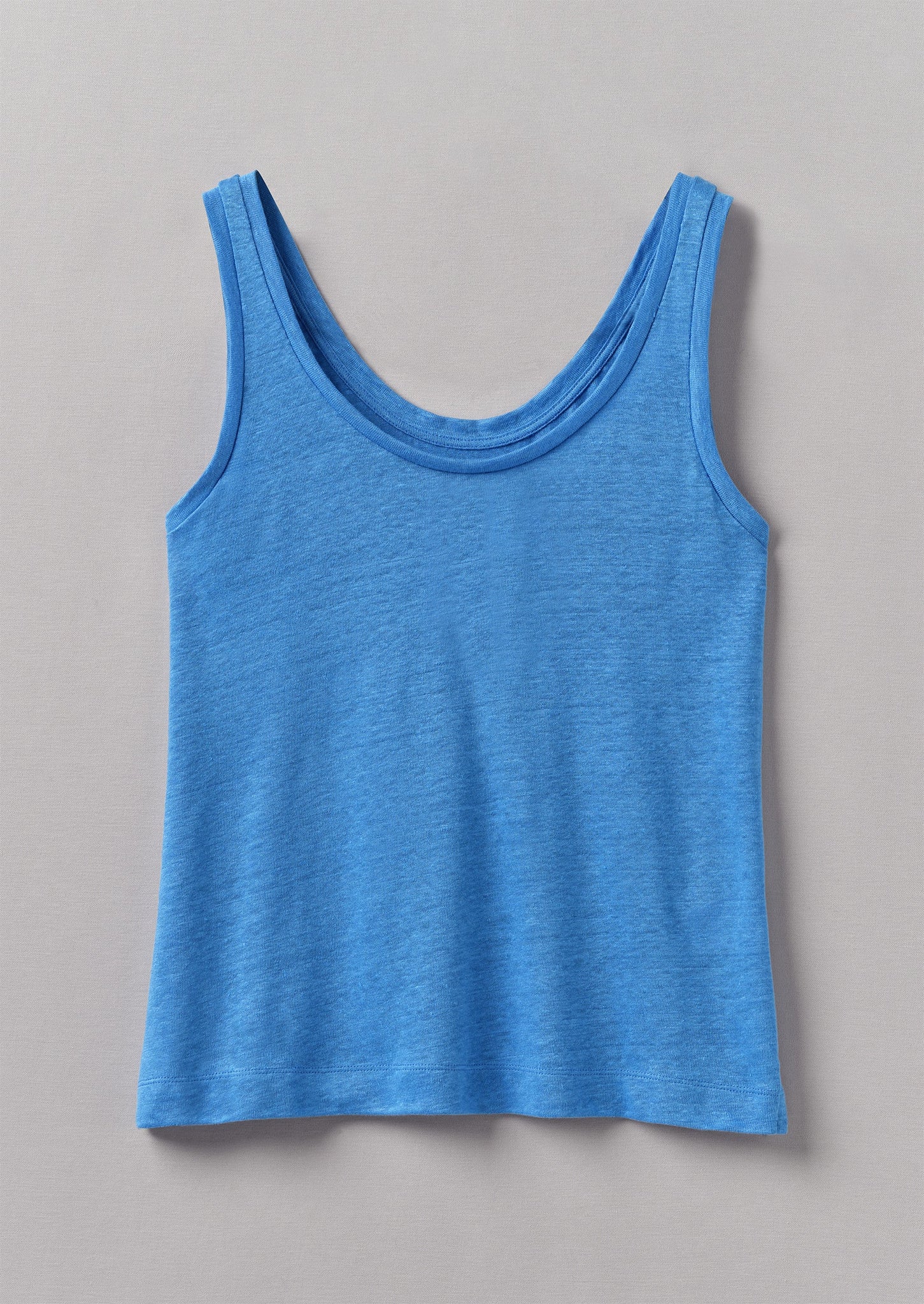 Scoop Neck Linen Jersey Vest | Enamel Blue