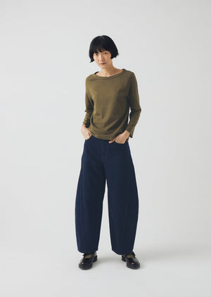 Lia Garment Dyed Boat Neck Tee | Olive