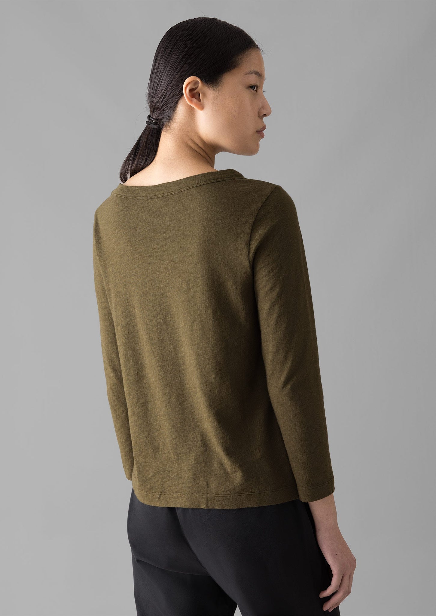 Lia Garment Dyed Boat Neck Tee | Olive