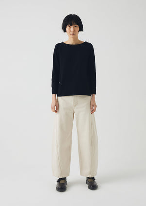 Lia Garment Dyed Boat Neck Tee | Carbon Black