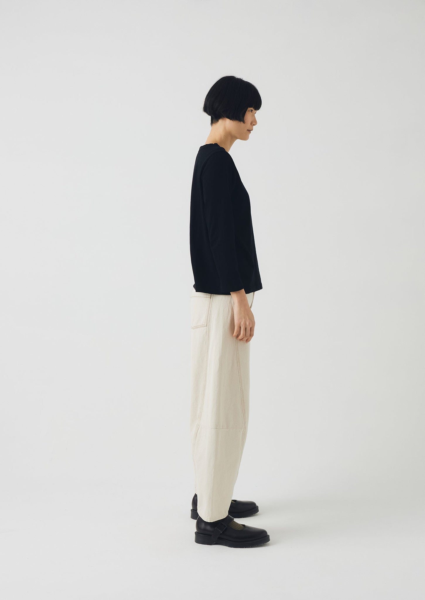 Lia Garment Dyed Boat Neck Tee | Carbon Black