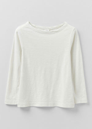Lia Garment Dyed Boat Neck Tee | Chalk