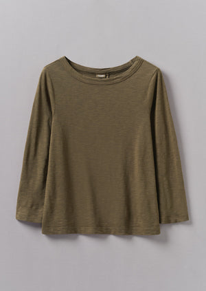 Lia Garment Dyed Boat Neck Tee | Olive