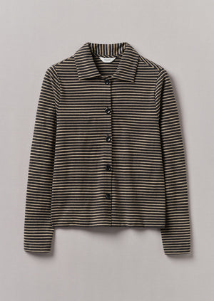 Stripe Cotton Jersey Shirt | Grey/Sand