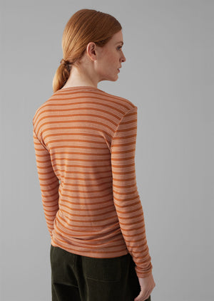 Agnes Stripe Wool Lyocell Tee | Bauxite Orange/Mauve