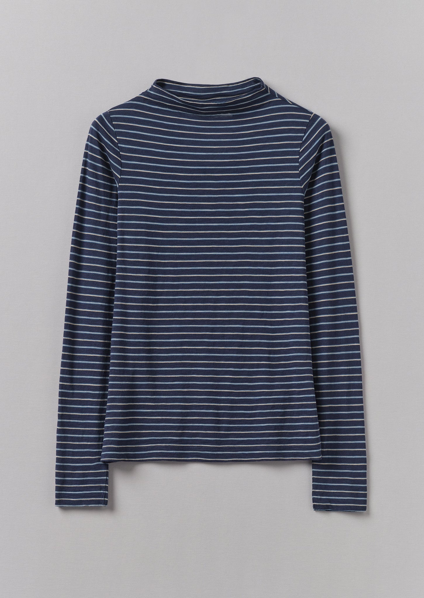 Light Stripe Cotton Slub Tee | Nile Blue