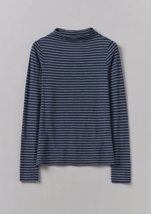 Light Stripe Cotton Slub Tee | Nile Blue