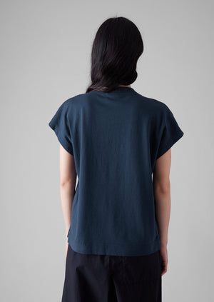 Rib Neck Sleeveless Tee | Raven Blue
