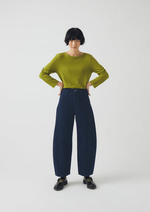 Lia Garment Dyed Boat Neck Tee | Pea Shoot