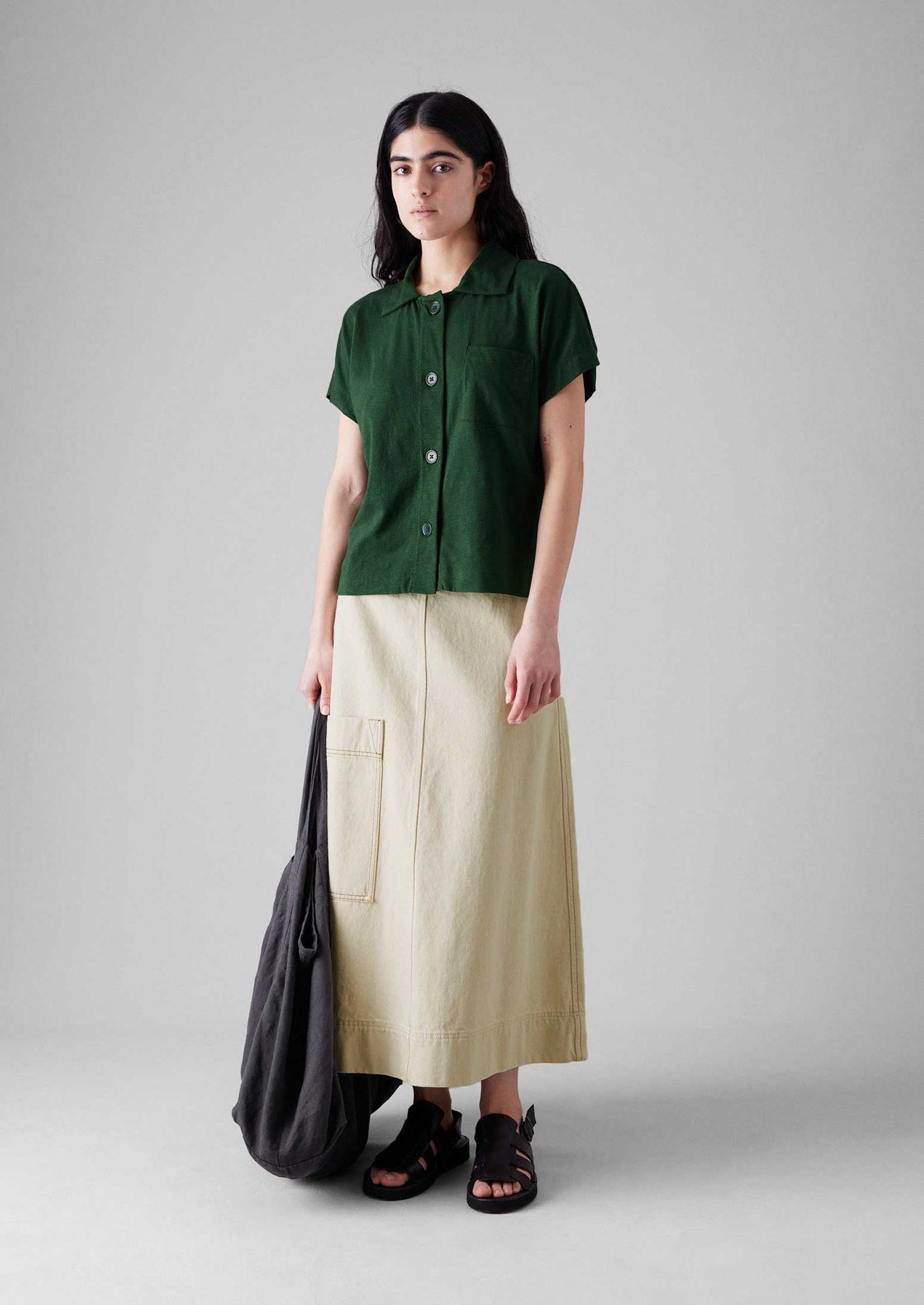 Cotton Hemp Jersey Shirt | Washi Green